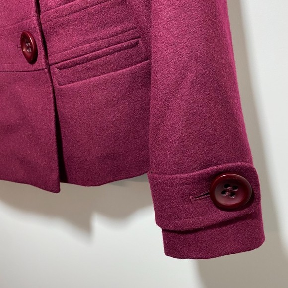 Halogen Women’s Burgundy Double Breasted Wool Blend Jacket Size M - Picture 6 of 9
